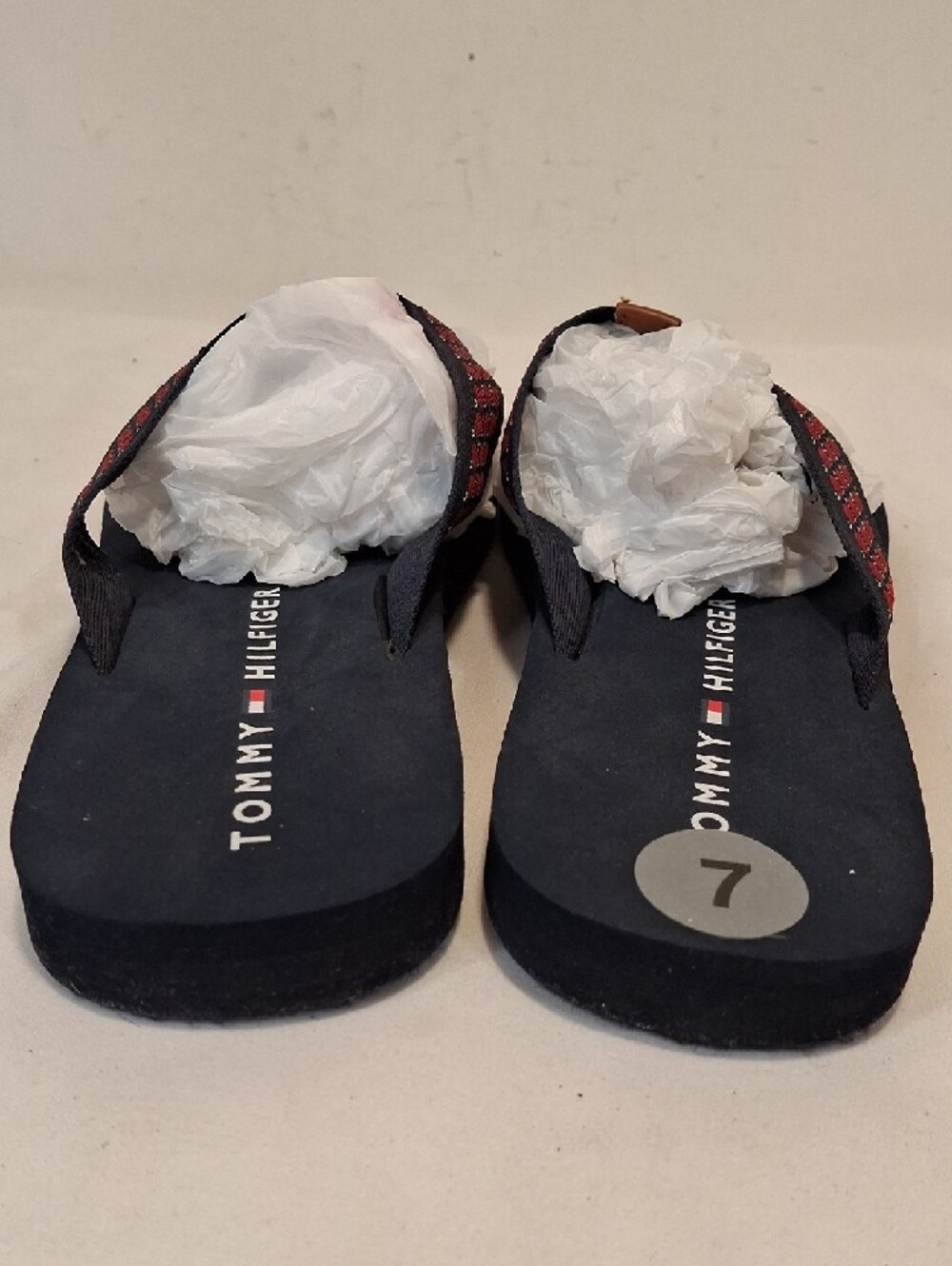Tommy Hilfiger Navy Red Logo Strap Ladies Flip Flop New Without Tags. - Picture 5 of 7